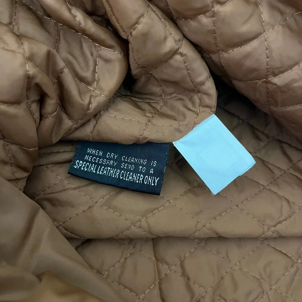 M Julian Wilsons Leather Jacket Mens XL Tan Nubuck Full Zip Quilted Lined Brown